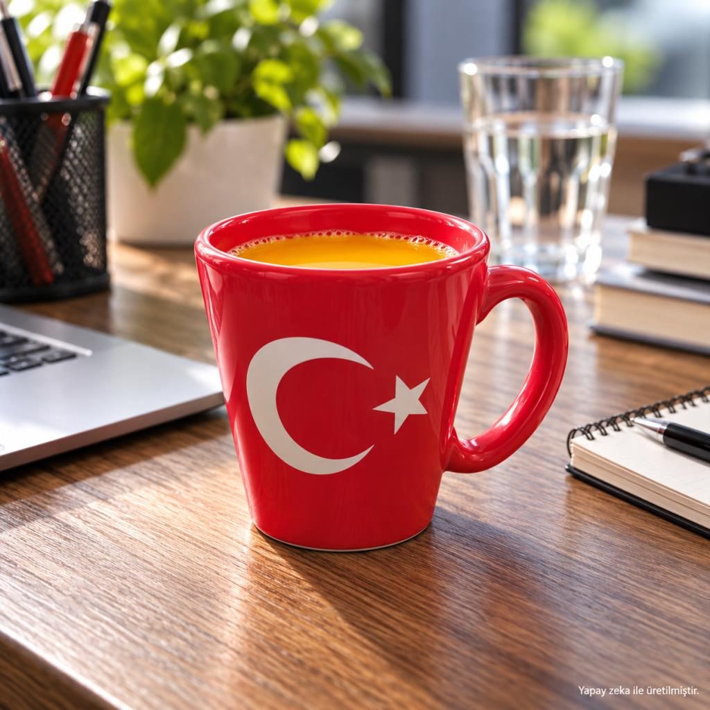 Kupa Bardak 200 ML Türk Bayraklı Ay Yıldız Kahve Çay Kupası