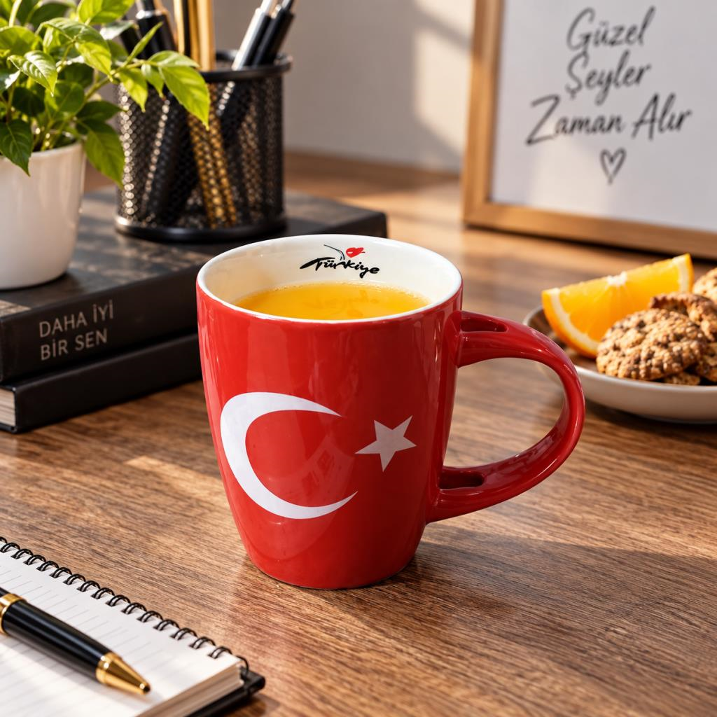 Kupa Bardak Türk Bayraklı 330 ml Türkiye Temalı Kahve Çay Kupası 