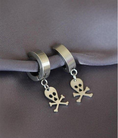 Küpe Kulak Kuru Kafa Çelik Gri Kadın Erkek İthal 316 L Paslanmaz Kararmaz 