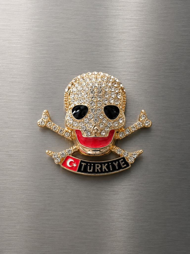Kuru Kafa Magnet Metal Buzdolabı Magneti Türkiye Temalı Taşlı Dekoratif Magnet