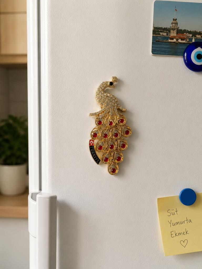 Magnet Kaplumbağa Buzdolabı Süsü 8x6 CM – Taş İşlemeli Dekoratif Türkiye Hediyelik Magnet