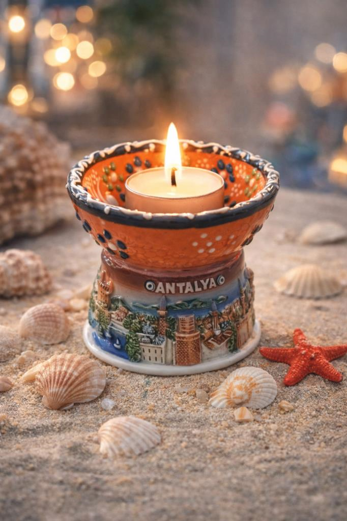 Masa Üstü Mum Aksesuarı Seramik | Tealight Uyumlu Dekor Ürünü | 6,5 cm – Ø 8 cm
