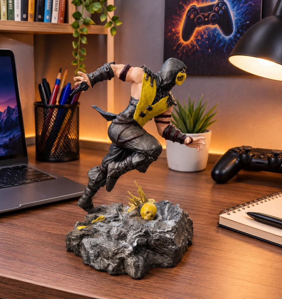 Mortal Kombat Scorpion 20 cm Figür – Akrep Ninja Savaşçı Dekoratif Koleksiyon Figürü Oyuncu Odası Dekoru