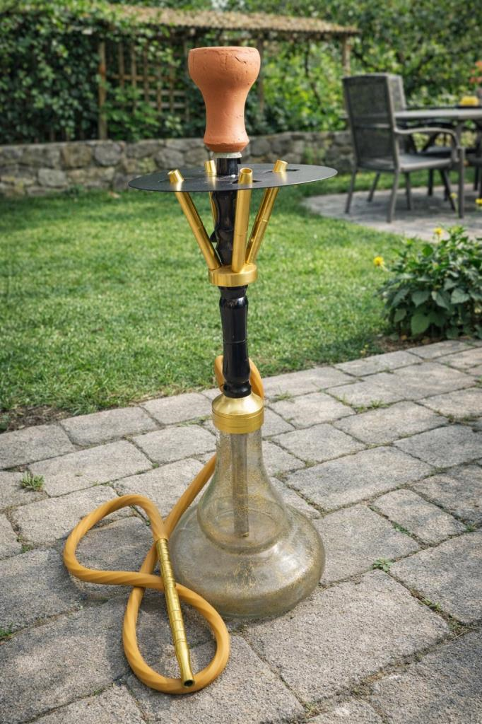 Nargile Takımı – 65 cm Orta Boy – Cam Şişe 21 cm – Ev & Kafe İçin Şık Nargile Seti 