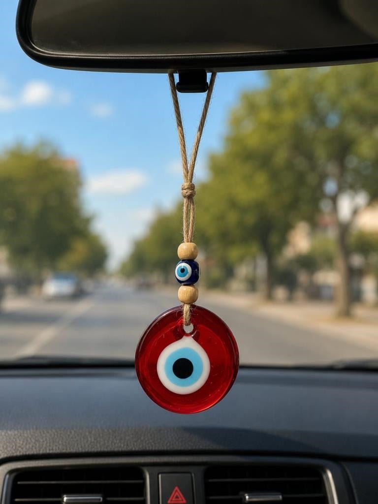 Nazar Boncuğu Dikiz Aynası Süsü Renkli Duvar Süsü El Yapımı Cam Kapı Süsü Araba