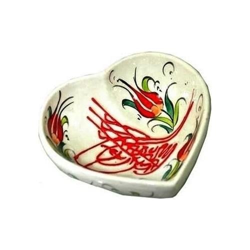 Osmanlı Tuğra Desenli El İşi Çini Kase Çerezlik