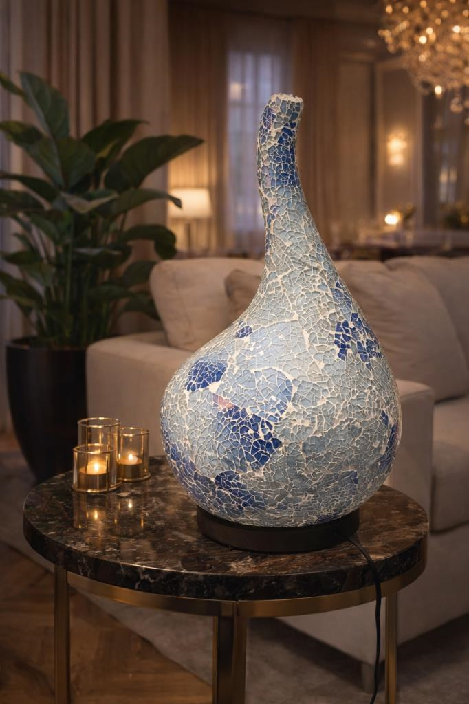 Otantik El Yapımı Mozaik Lamba | Salon & Cafe Dekorasyonu | 43 cm
