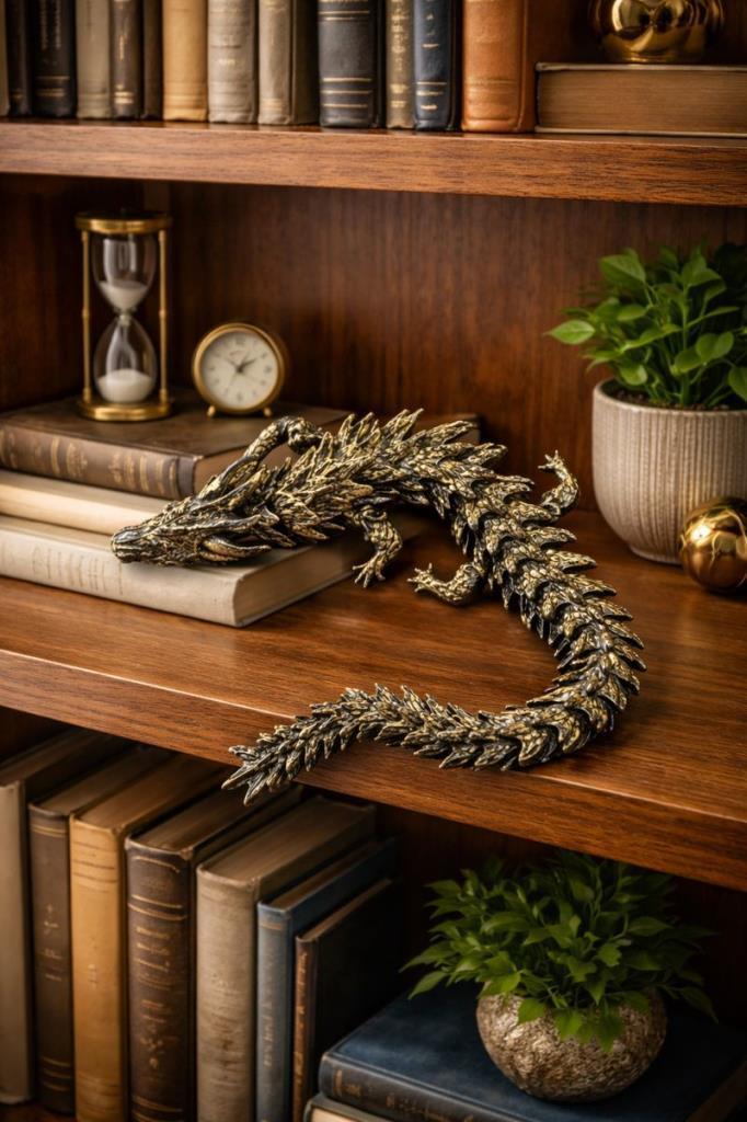 Oynar Eklemli Hareketli Kertenkele Figür 31 cm – 3D Dekoratif Obje, Koleksiyonluk Tasarım