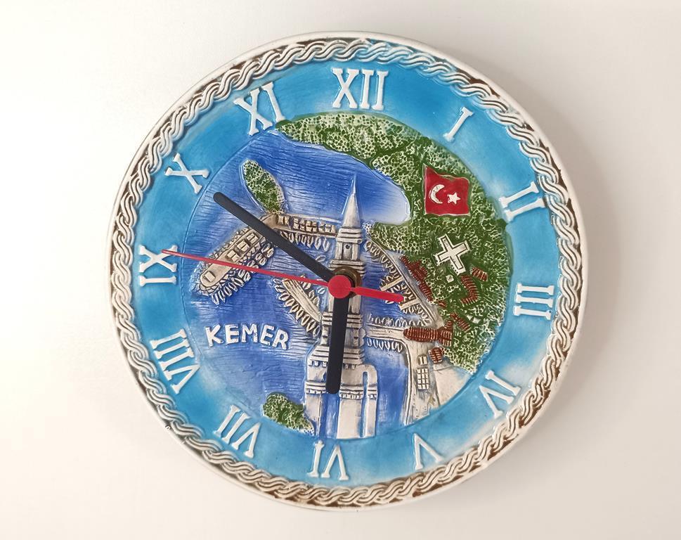 Saat Tabak Duvar Süsü Masa Saati Dekor Seramik 