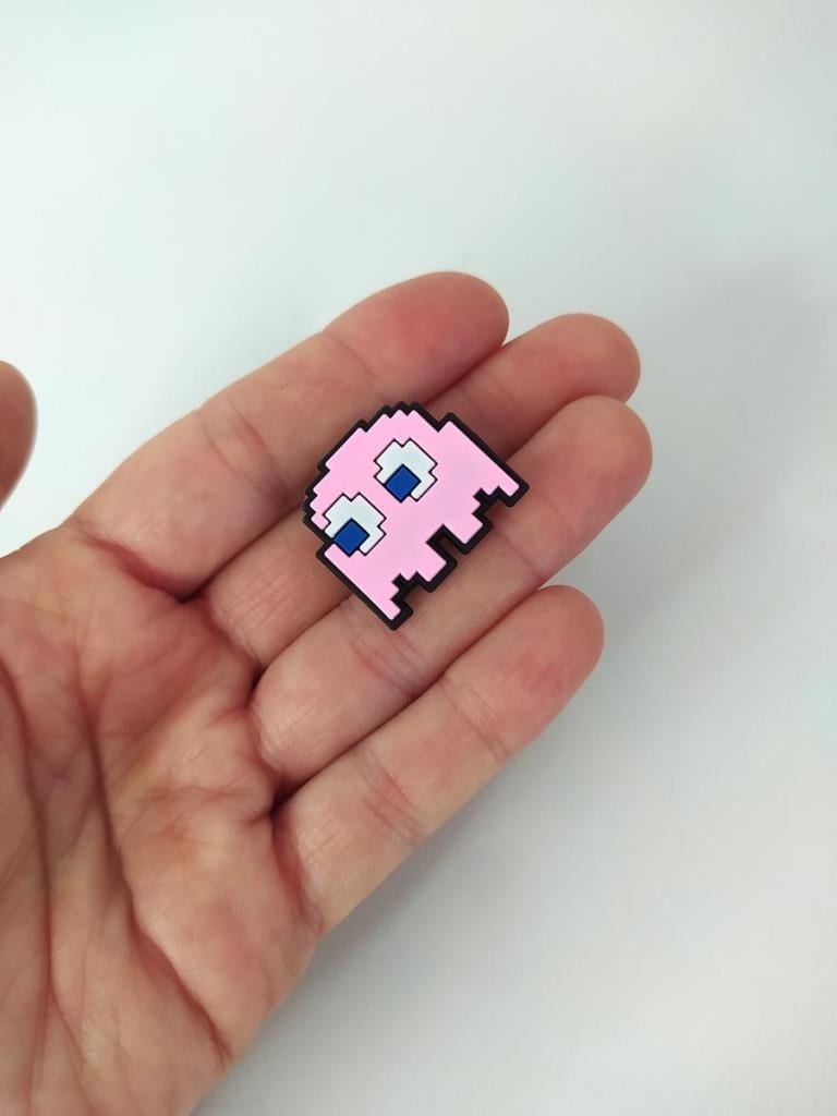 Terlik Ayakkabı Sandalet Tokası Pac Man Pinky  1 Adet Silikon Kız Erkek Aksesuar Hediye  