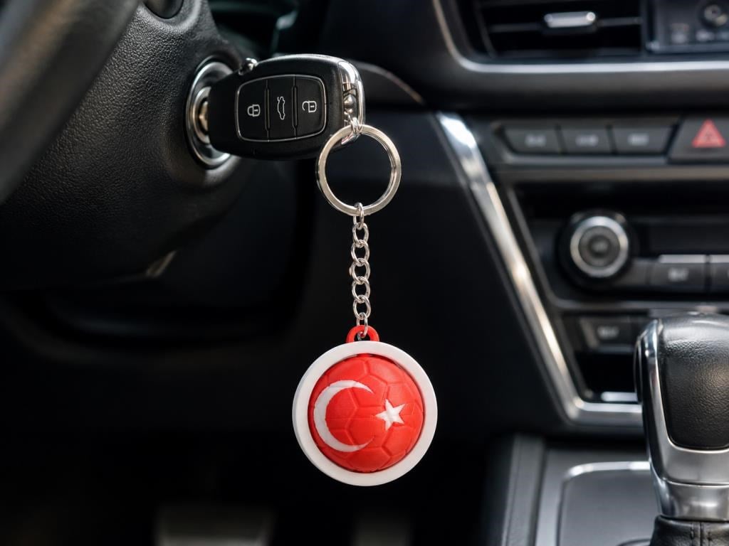 Türk Bayraklı Dönen Spinner Anahtarlık Çevirmeli Stres Çarkı Araba Ev Çanta Aksesuarı Hediyelik  