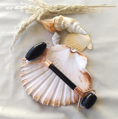 Roller Doğal Taş Siyah Oniks Yüz Masaj Aleti Roller Masaj Taşı Jade Roller