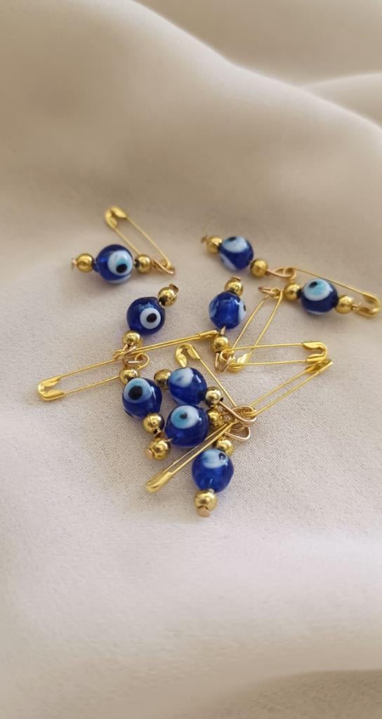 10 Adet 0.8 mm Maşallahlık İğneli Cam Nazar Boncuğu 