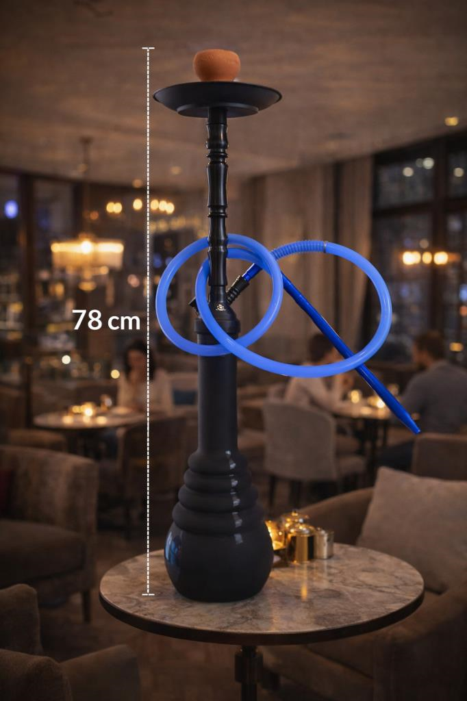 78 cm Büyük Boy Nargile Takımı | Cafe & Lounge Kullanımına Uygun | Kalın Cam Şişe, Tek Hortumlu