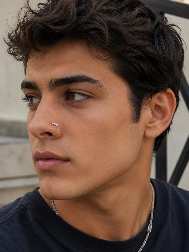 925 Ayar Gümüş 3 Taşlı Halka Burun Hızması Piercing 1 Cm Minimal Unisex Nose Hoop Gümüş Ren