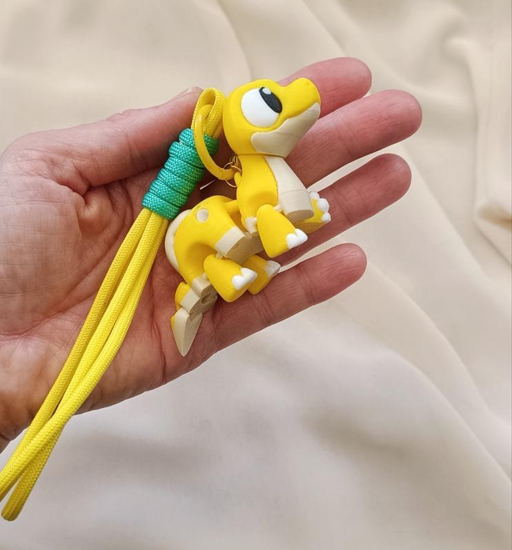 Anahtarlık Çanta Süsü 3D Dinozor Oynar Eklem Oyuncak Yılbaşı Doğum Günü Hediye Sarı