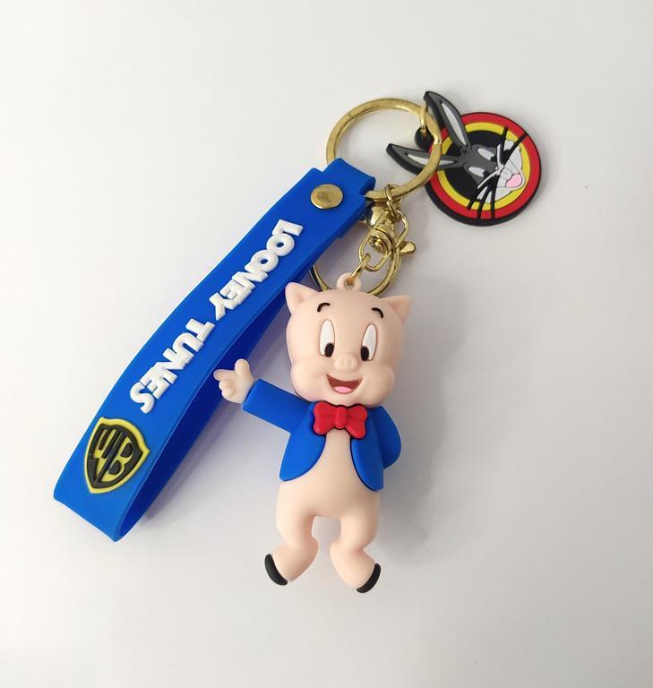 Anahtarlık Looney Tunes Domuz Porky Pig Silikon Anahtarlık Çanta Süsü Karakter Figür Oyuncak Aksesuar Araba Süsü