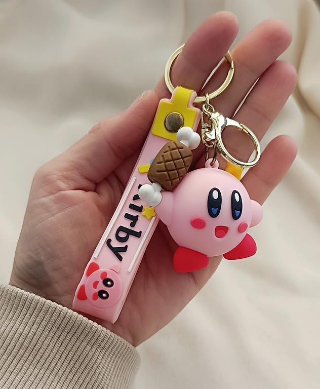 Anahtarlık Silikon Anime Kirby Oyuncak Araba Çanta Süsü 3d 