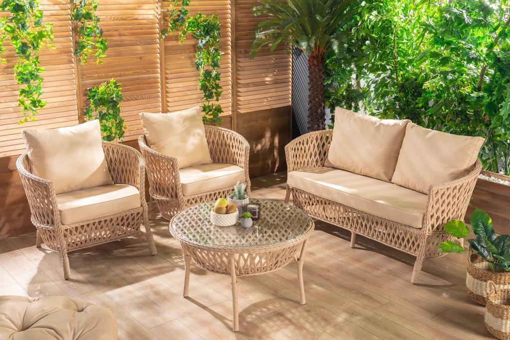 Bahçe Mobilyası 2'li Takım Dubai Rattan A Sınıfı Cappuccino