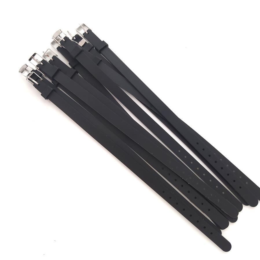 Bileklik 10 lu Silikon Siyah 08 mm Ayarlanabilir Charm Takılabilen Bileklik 
