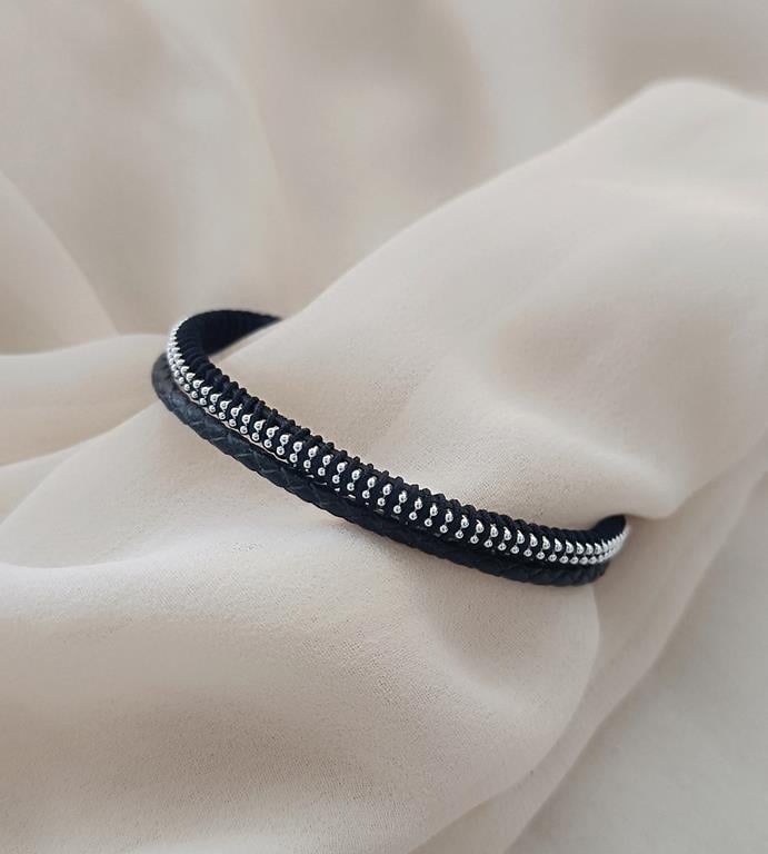 Bileklik Hakiki Deri Örgü Unisex 20.5 cm Cam Nazar Boncuklu Bilezik Takı Aksesuar                  
