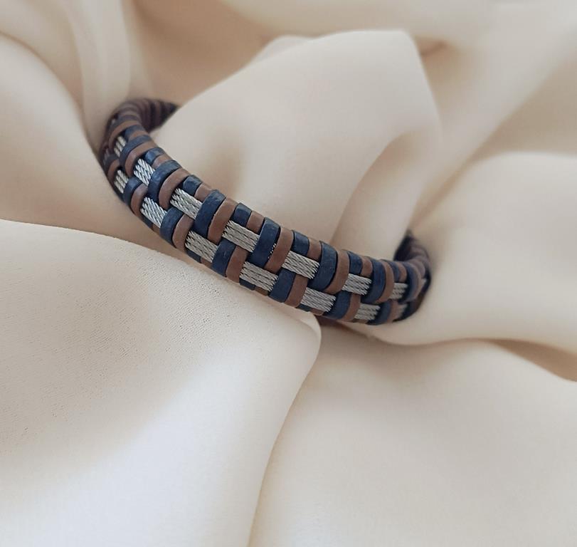 Bileklik Hakiki Deri Örgü Unisex 21 cm Bilezik Takı Aksesuar                  