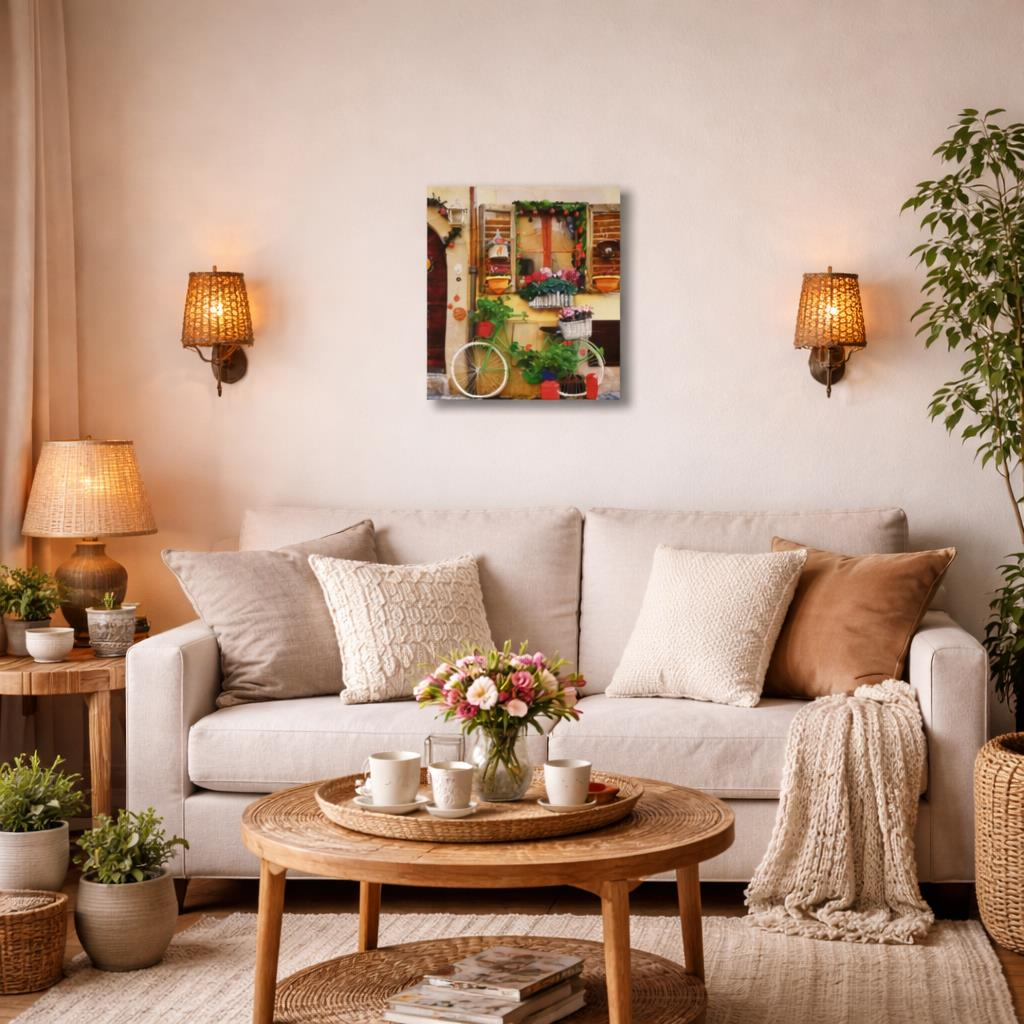 Dekoratif Bisiklet Temalı Kanvas Tablo 49x69 cm – Salon, Mutfak ve Yemek Odası Duvar Dekoru