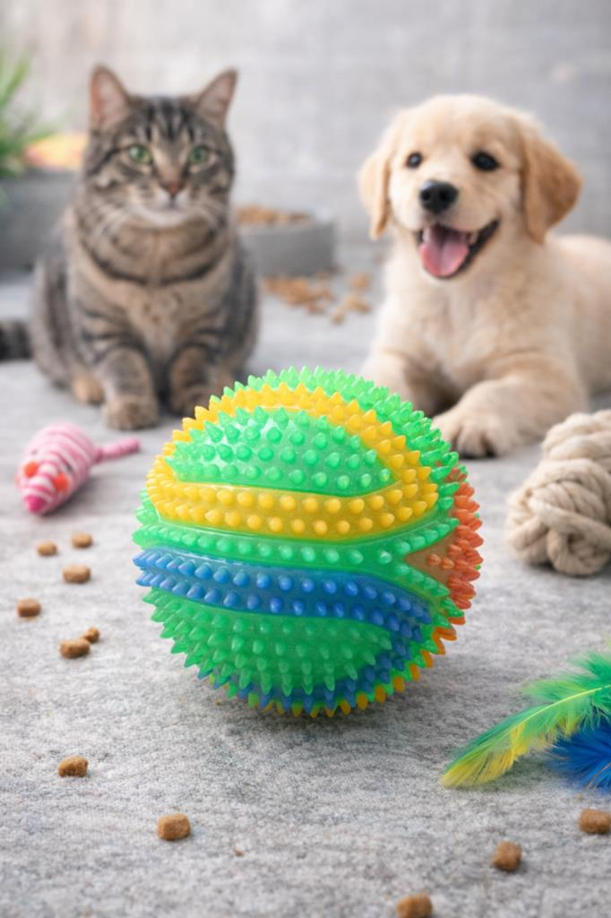 Düdüklü Kedi Köpek Oyuncak Topu 7 cm – Sesli Zilli Plastik Diş Kaşıma Topu – Dayanıklı Renkli Evcil Hayvan Oyuncağı