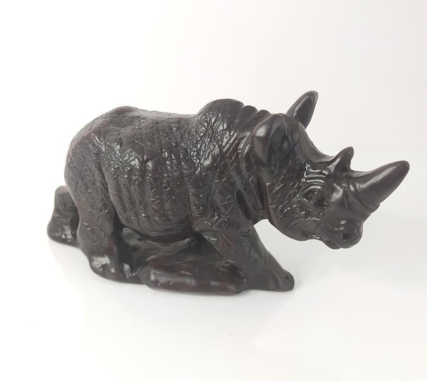 Gergedan Reçine Biblo Heykel Dekoratif Tasarım Masa Üstü Süsü