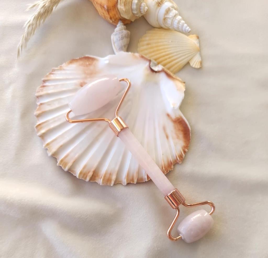 Gül Kuvars Roller Yüz Masajı Silindiri Yüz Germe Yanak Zayıflama Cilt Bakımı Masaj Cihazı