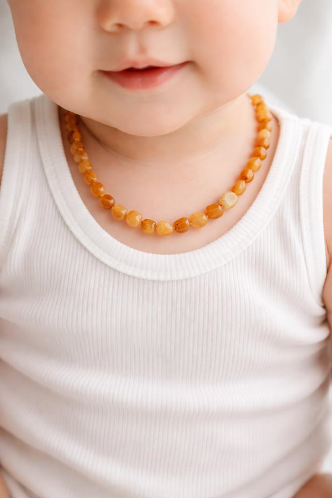 Hakiki Kehribar Kolye Bebek & Yetişkin | Doğal Baltık Kehribar Diş Kolyesi Bal Rengi