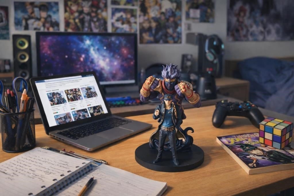 JoJo Anime Figür Jotaro Kujo & Star Platinum 21 cm Koleksiyon Biblo – Dekoratif Aksiyon Figürü