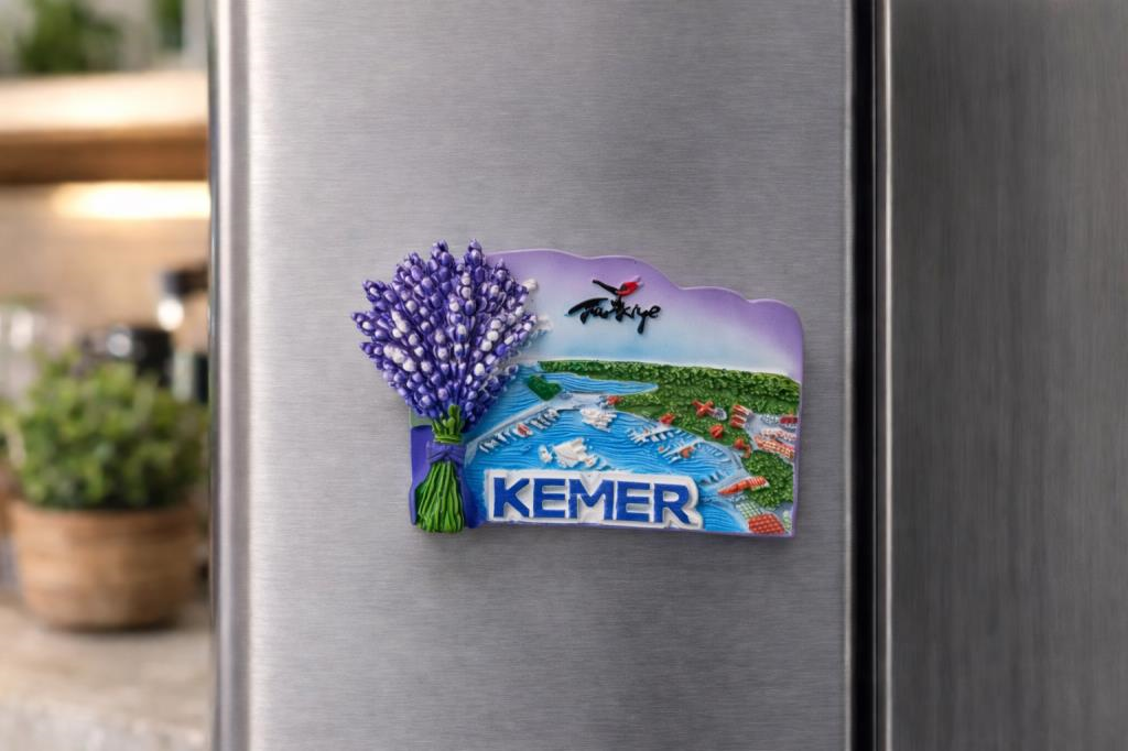 Kemer Buzdolabı Magneti – Antalya Kemer Hatıra Magnet Lavanta Desenli Turistik Hediyelik