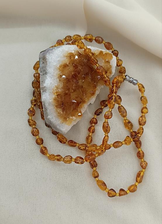 Kolye Damla Kehribar Amber Doğaltaş Yetişkin Kolyesi