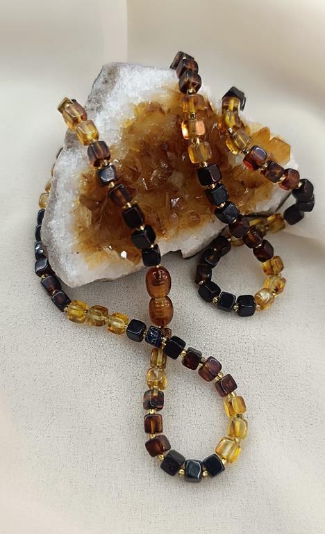 Kolye Kehribar Amber Doğaltaş Küp Kesim Yetişkin Kolyesi