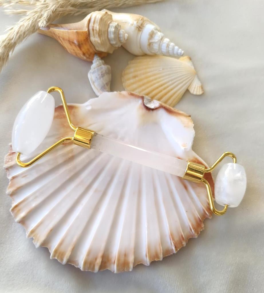 Kristal Kuvars Taşı Roller Çift Taraflı Cilt Yüz Masaj Bakım Aleti 