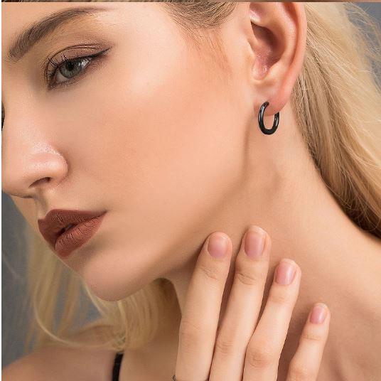 Küpe Kulak Dudak Burun Çelik Piercing Siyah Kadın Erkek İthal 316 L Paslanmaz 