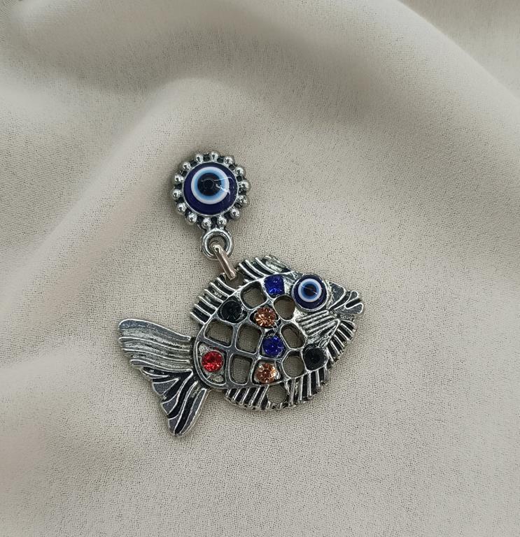 Magnet Balık Taşlı Metal Buzdolabı Süsü Mıknatıslı Mağnet  