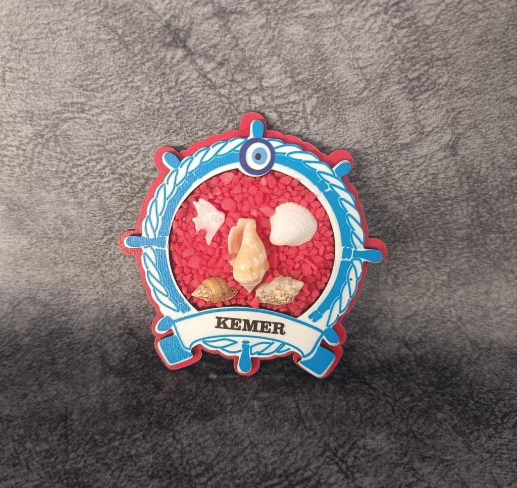 Magnet Deniz Kabuk Nazar Göz Buzdolabı Süsü Ahşap Magnet Mıknatıslı Hediyelik Eşya