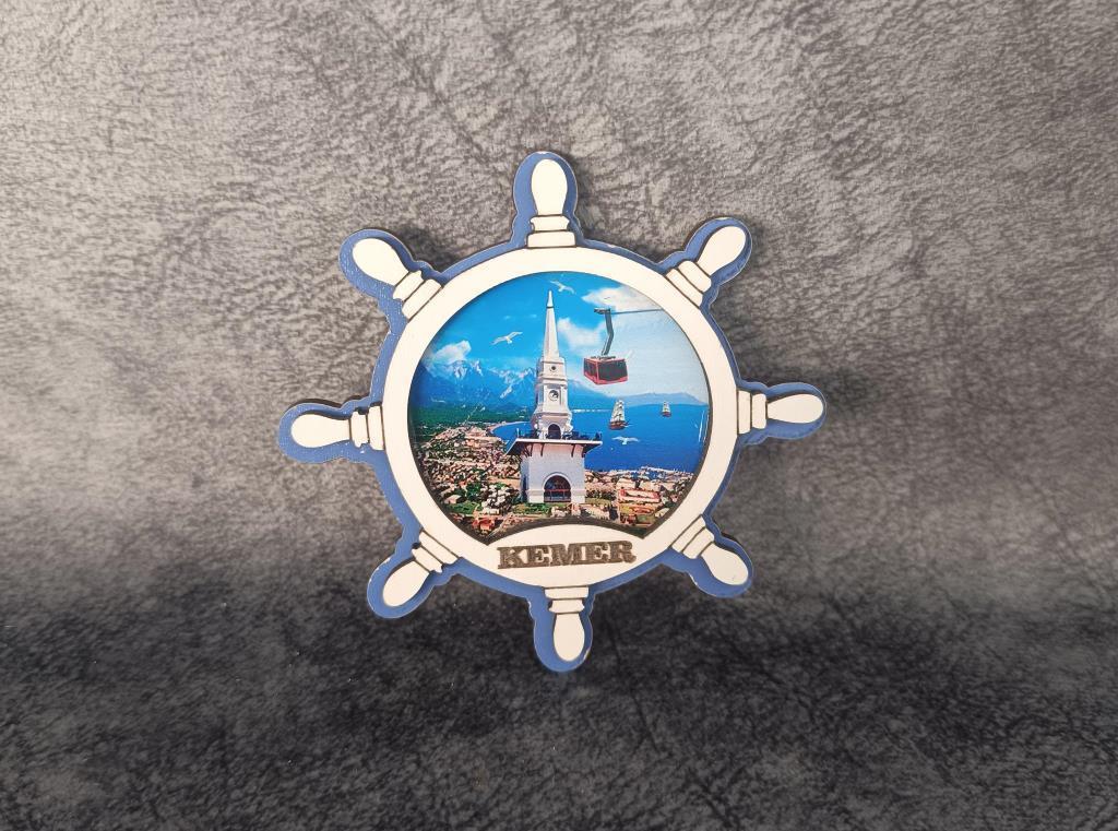Magnet Dümen Gemi Kule Yelken Buzdolabı Süsü Ahşap Magnet Mıknatıslı 