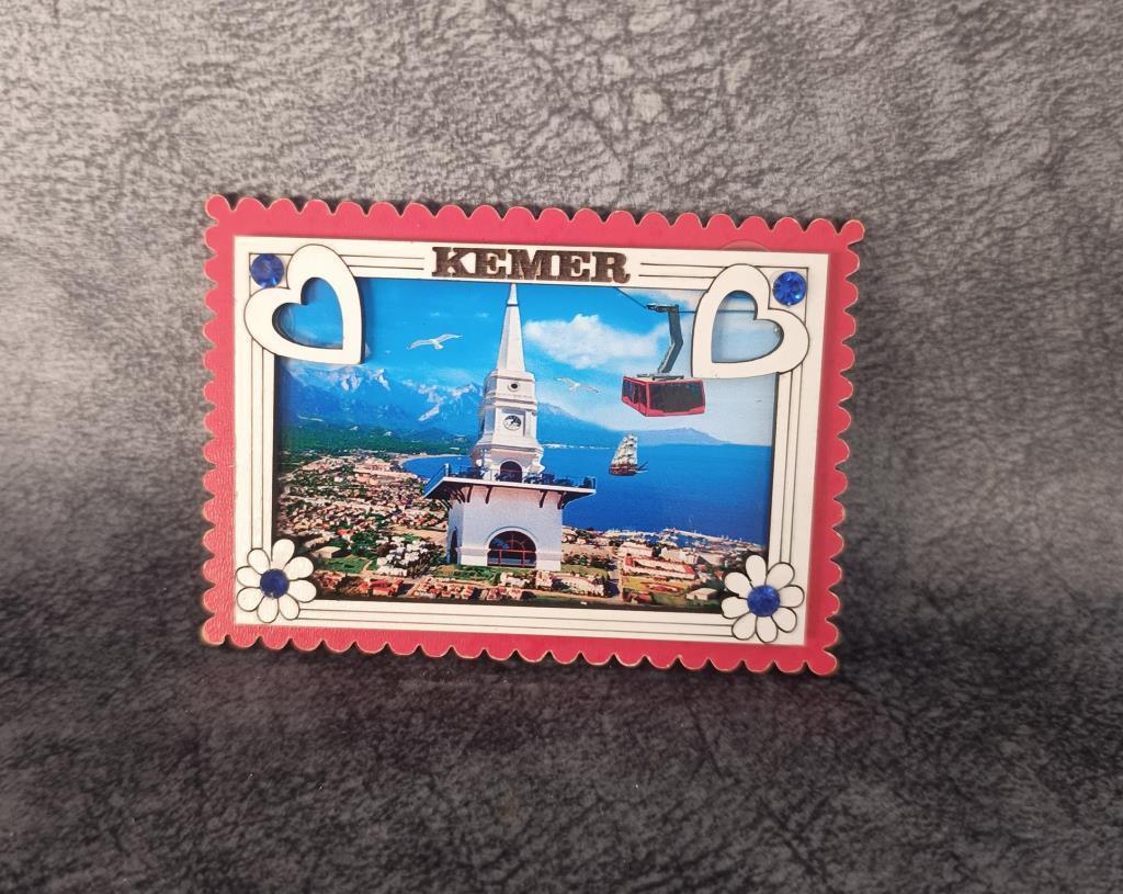 Magnet Kalp Kule Martı Yelken Turistik Buzdolabı Süsü Ahşap Magnet Mıknatıslı Hediyelik Eşya