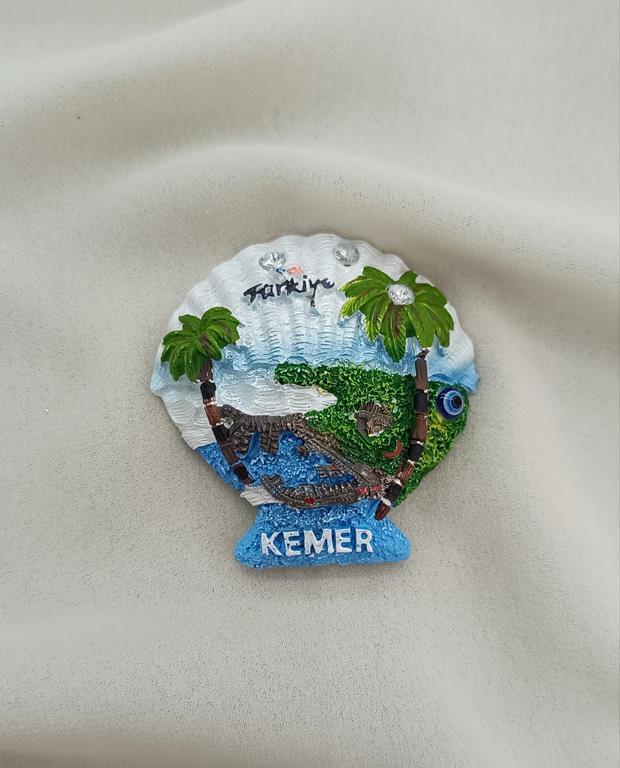 Magnet Midye Taşlı Mıknatıslı Buzdolabı Süsü Nazar Göz Boncukllu Palmiye Agacı Türkiye Kemer Yazılı                       