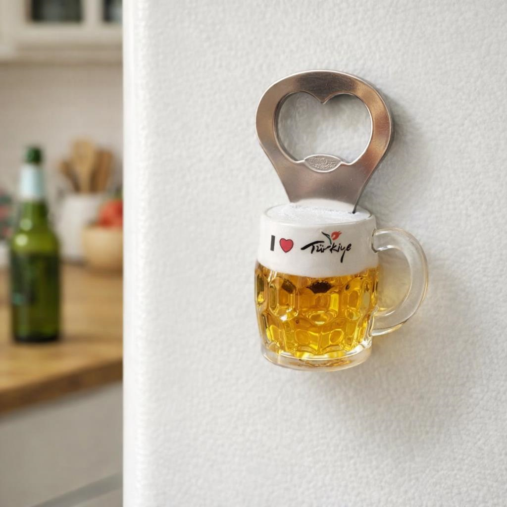 Magnet Şişe Açacağı Bardak Tasarımlı Buzdolabı Süsü | Hediyelik Açacak