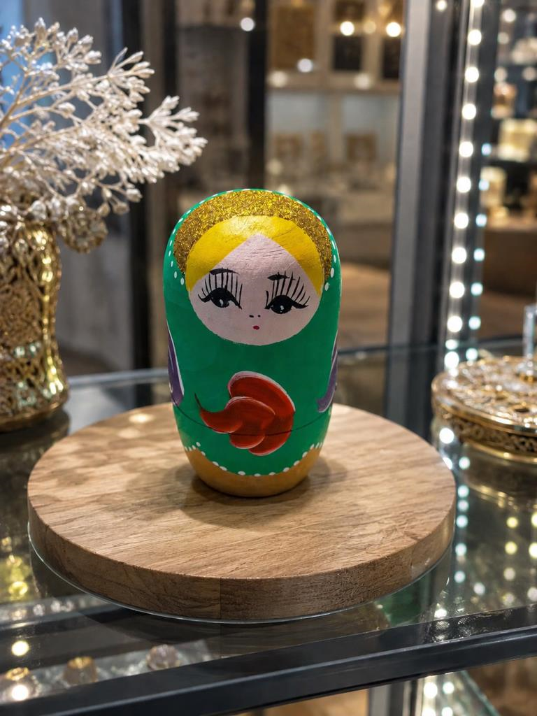 Matruşka El Boyaması Orta Boy Dekoratif Biblo Takı Saklama Kutusu 9.5 cm  