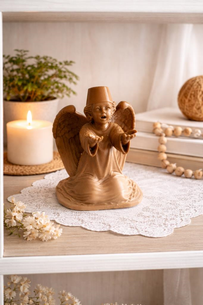 Melek Biblo Dekoratif Obje – Fes Detaylı 10.5 cm Kitaplık & Vitrin Süsü, Otantik Tasarım
