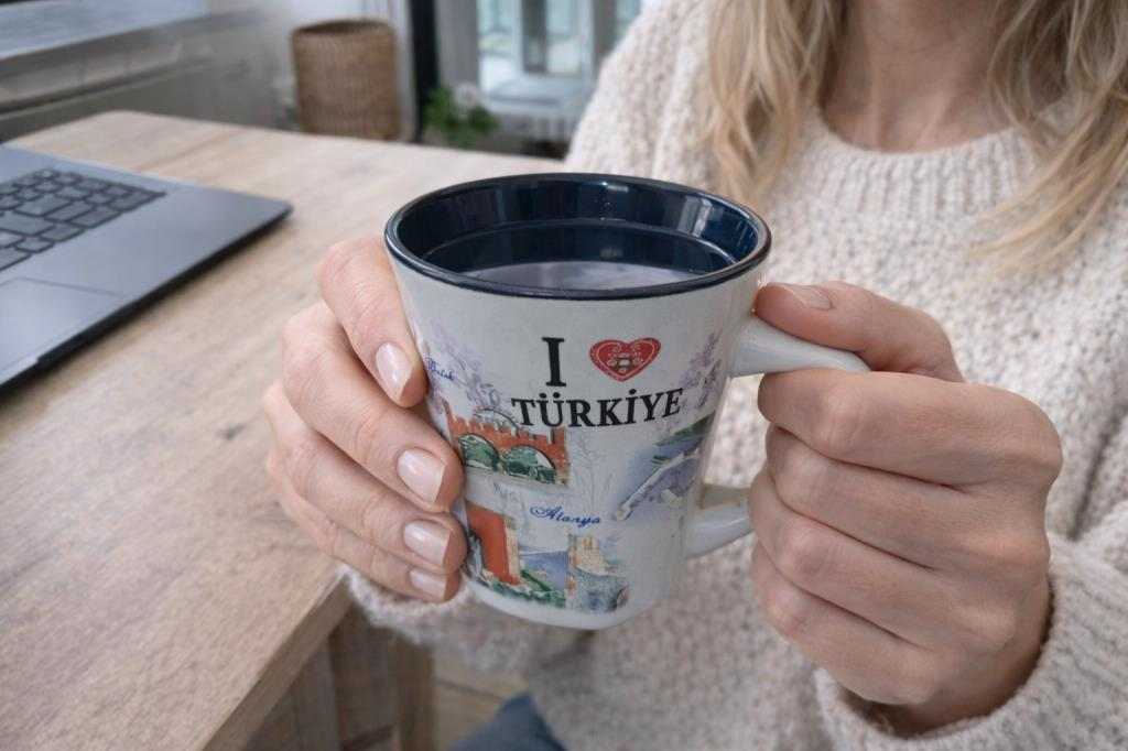 Mini Seramik Bardak 100 ml – I Love Türkiye Desenli Küçük Kupa | Kahve, Çay & Meyve Suyu İçin 7x7 cm