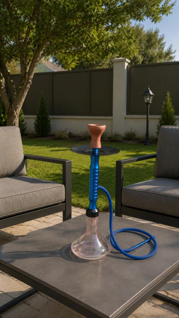Nargile Takımı 65 cm Büyük Boy Lüx Cam Nargile Seti – Modern Mavi Tasarım | Balkon & Teras Kullanımına Uygun