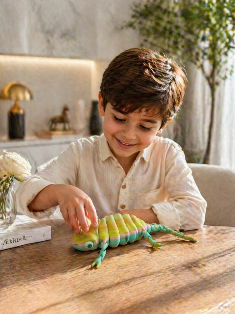 Oynar Eklemli Bukalemun – Dekoratif Biblo & Oyuncak 24 cm Renk Geçişli Figür 