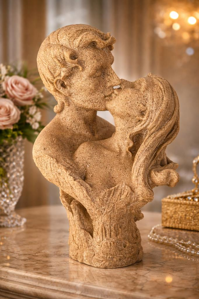 Romantik Çift Heykeli – Polyester Dekoratif Biblo, Teras & Havuz Başı Dekoru