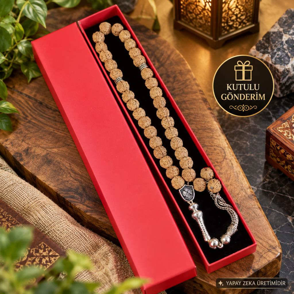 Rudraksha 08 mm Tesbih Doğal Tohum Boncuklu Şık Tasarım Hediyelik